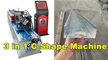 C channel roll forming machine | 3 in 1 C track roll forming machine punching round holes