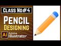 Pencil Vector Design in Adobe Illustrator Step-by-Step | Adobe Illustrator Basic Tutorials Class 4
