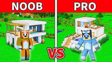Bluey and Bingo NOOB vs PRO: MODERN HOUSE BUILD BATTLE in Minecraft
