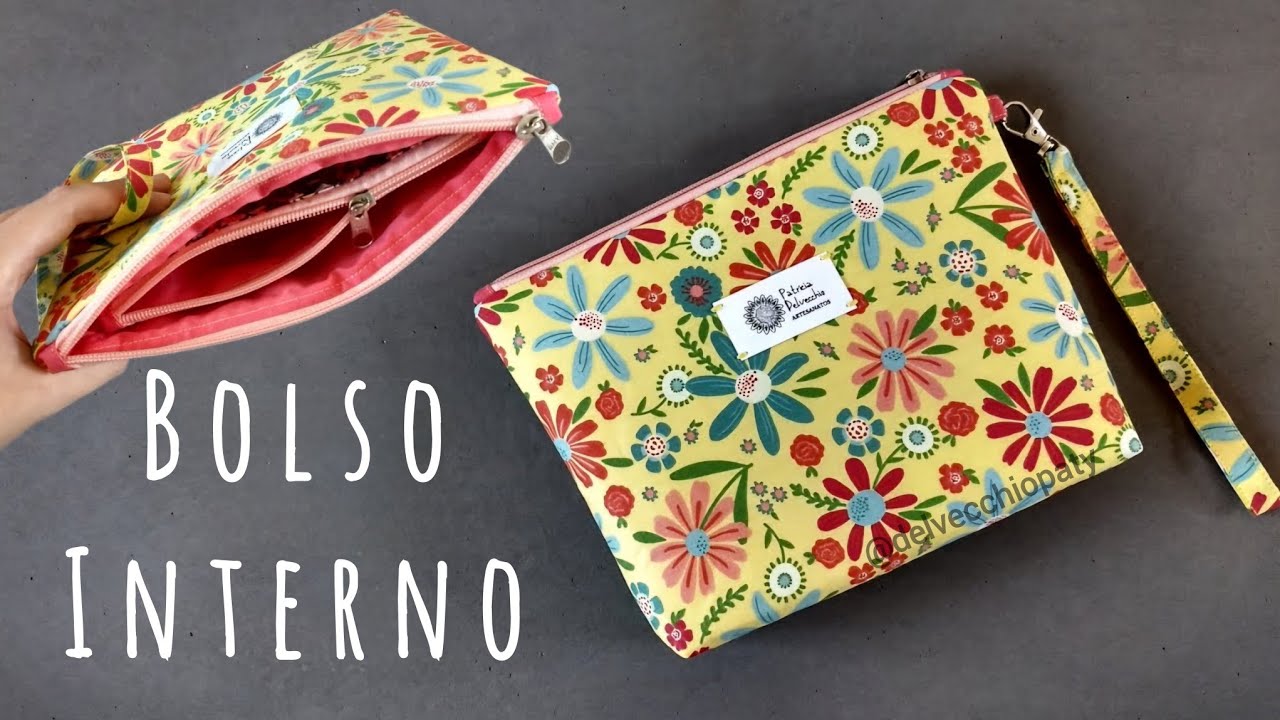 Nécessaire trapézio com bolso interno + alça de mão - passo a passo fácil!
