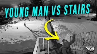 Ring Caught Young Man Falling Down the Stairs After He Slipped