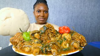 Asmr mukbang ogbono soup added mushrooms and fufu