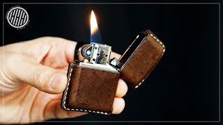 [Leather Craft] Мокрый литьевой кожаный чехол зажигалка Zippo