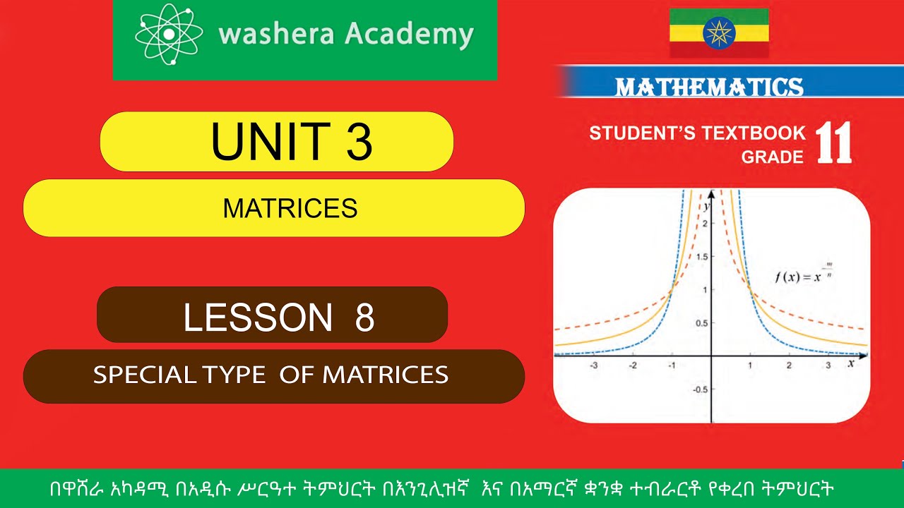 MATHEMATICS GRADE 11 UNIT 3 LESSON 8 SPECIAL TYPE OF MATRICES - YouTube