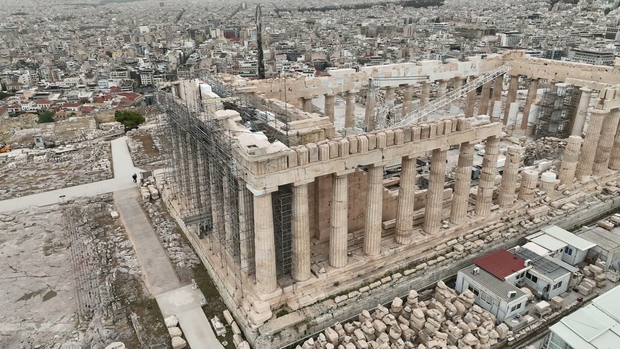 DJI Mavic 3 drone flight, Acropolis, Olympic Stadium, Athens, Greece, 2024-04-23
