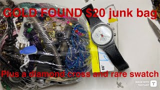 MULTIPLE GOLD FOUND + diamond cross + super rare Swatch thrift store finds junk bags