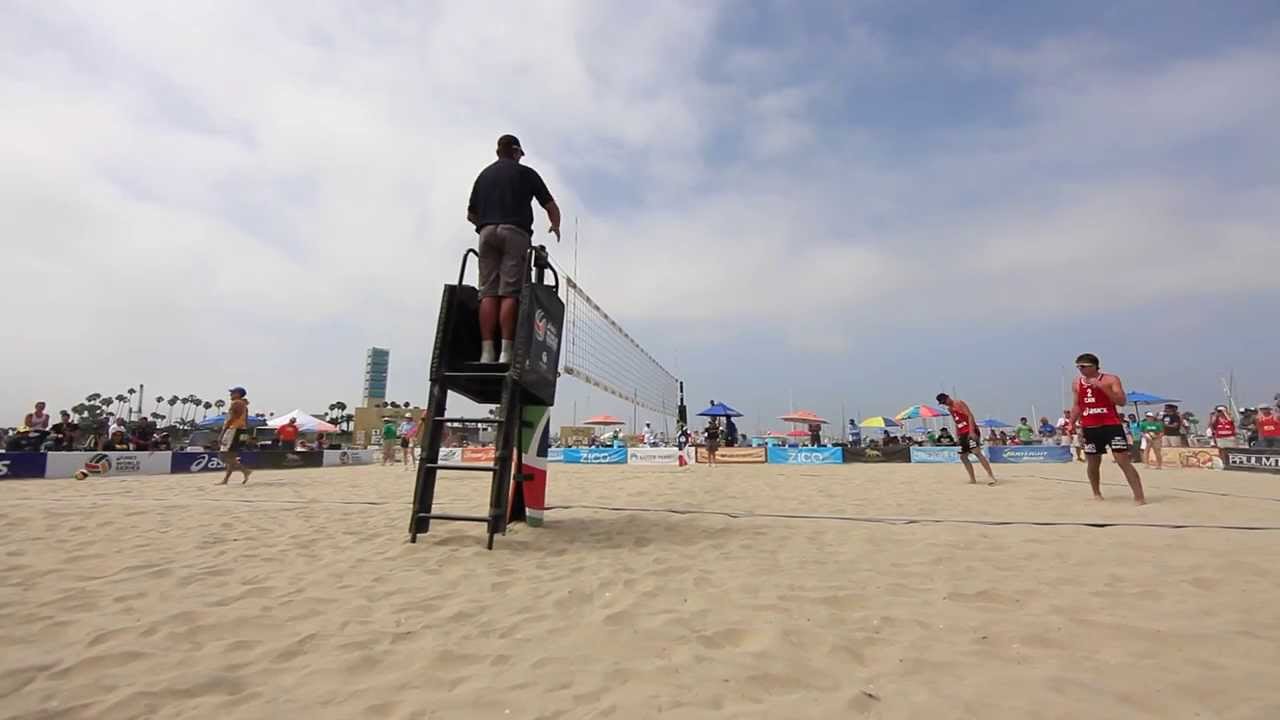 Emanuel/Alison(Bra) Vs Saxton/Schalk (Can) Long Beach FIVB 2013 - Wide angle net view