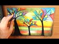 How To Paint Modern Trees Abstract Painting In Soft Pastel | Colorful Art Demonstration