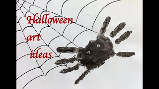 Handprint spider art - Halloween paintings ideas Hand Print Spider