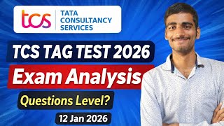 TCS TAG Test 2026 Exam Analysis | Questions Level | 12 Jan 2026