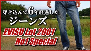 穿き込んで6年経過した ジーンズの経年変化 エヴィス 2001 No1
