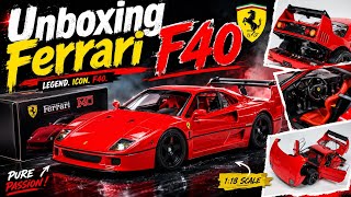 Unboxing the legendary Ferrari F40 Light weight LM wing 1:18 scale😍 ❤️