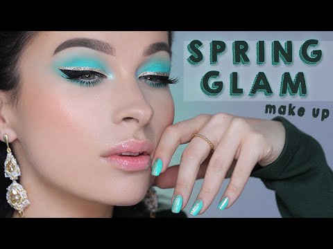 🌸MIĘTOWY GLAM Z BROKATOWĄ KRESKĄ 🌸