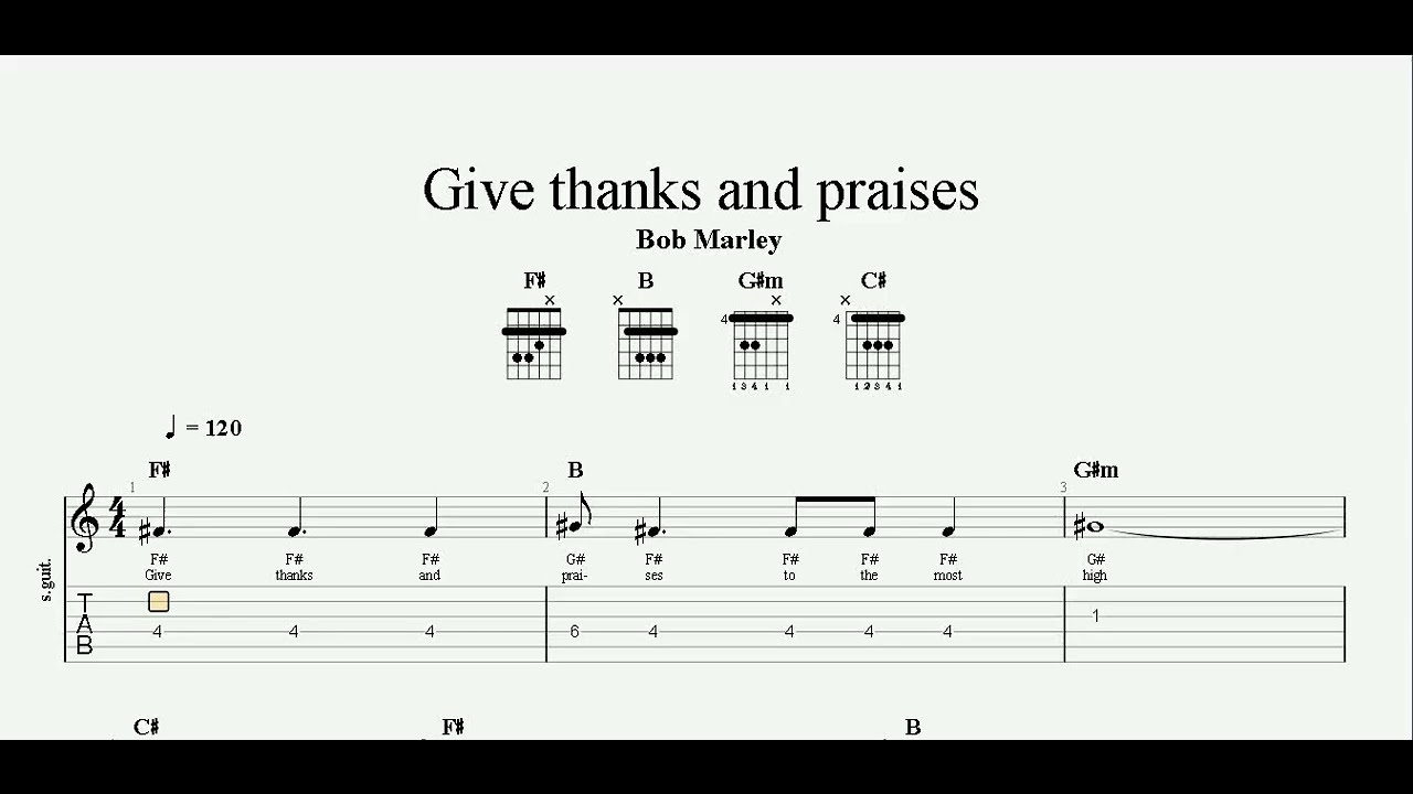 Bob Marley Give thanks and praises Guitar TAB Harmonium Lesson