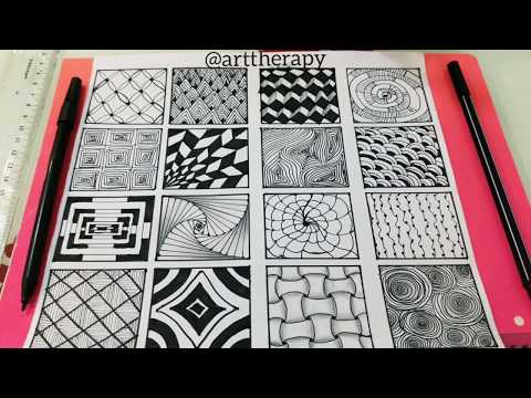 16 kolay zentangle/doodle desen ve çizimleri, karakalem çalışmaları