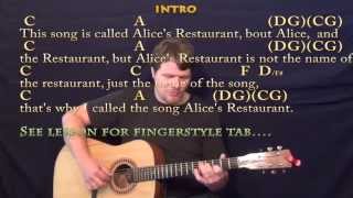 Alice's Restaurant (Chorus) Fingerstyle Guitar Cover Lesson w/ Lyrics/Chords chords