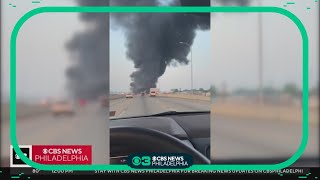 Video shows smoke plume from I-95 fire