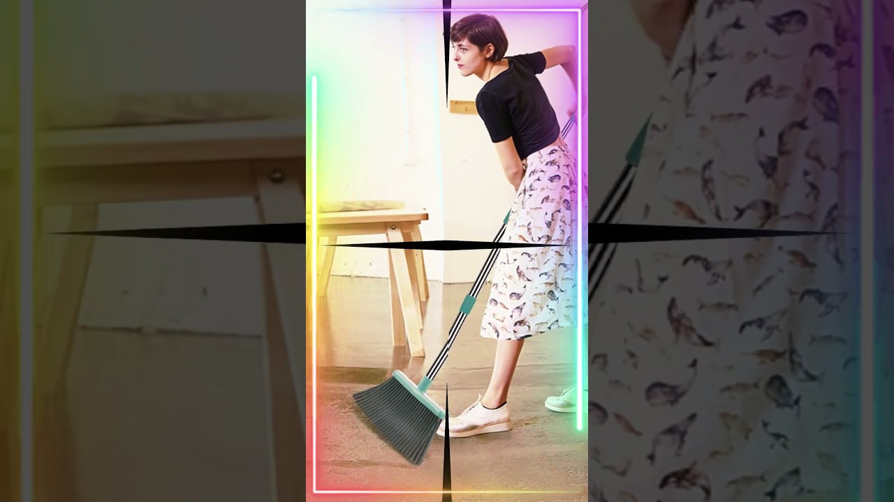 Upgrade Broom and Dustpan Set, Large Size and with Long Handle