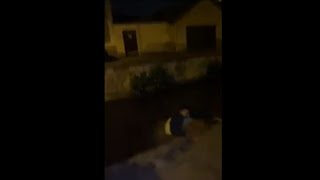 Guy Attempts To Jump Over A Water Stream But Ends Up Getting Wet