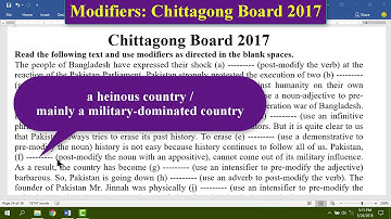 Modifiers: Chittagong Board 2017 | মোডিফাইয়ারের সমাধান: চট্টগ্রাম বোর্ড ২০১৭