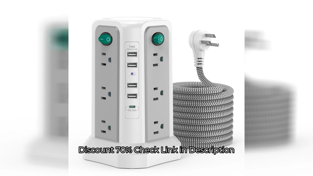 American tower type 1.8m braided extension cord plug-in board with PD20W fast charging port, a must-