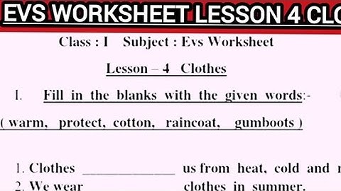 EVS worksheet class 1 lesson 4 clothes|| class 1 evs clothes||@sckidsclasses