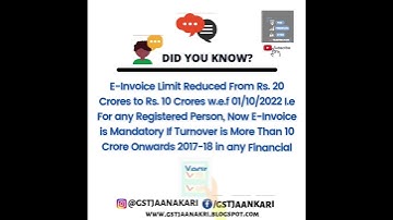 E-Invoice Limit Reduced to 20 Crores to 10 Crores now E-Invoice is Mandatory| #gst #tax #finance