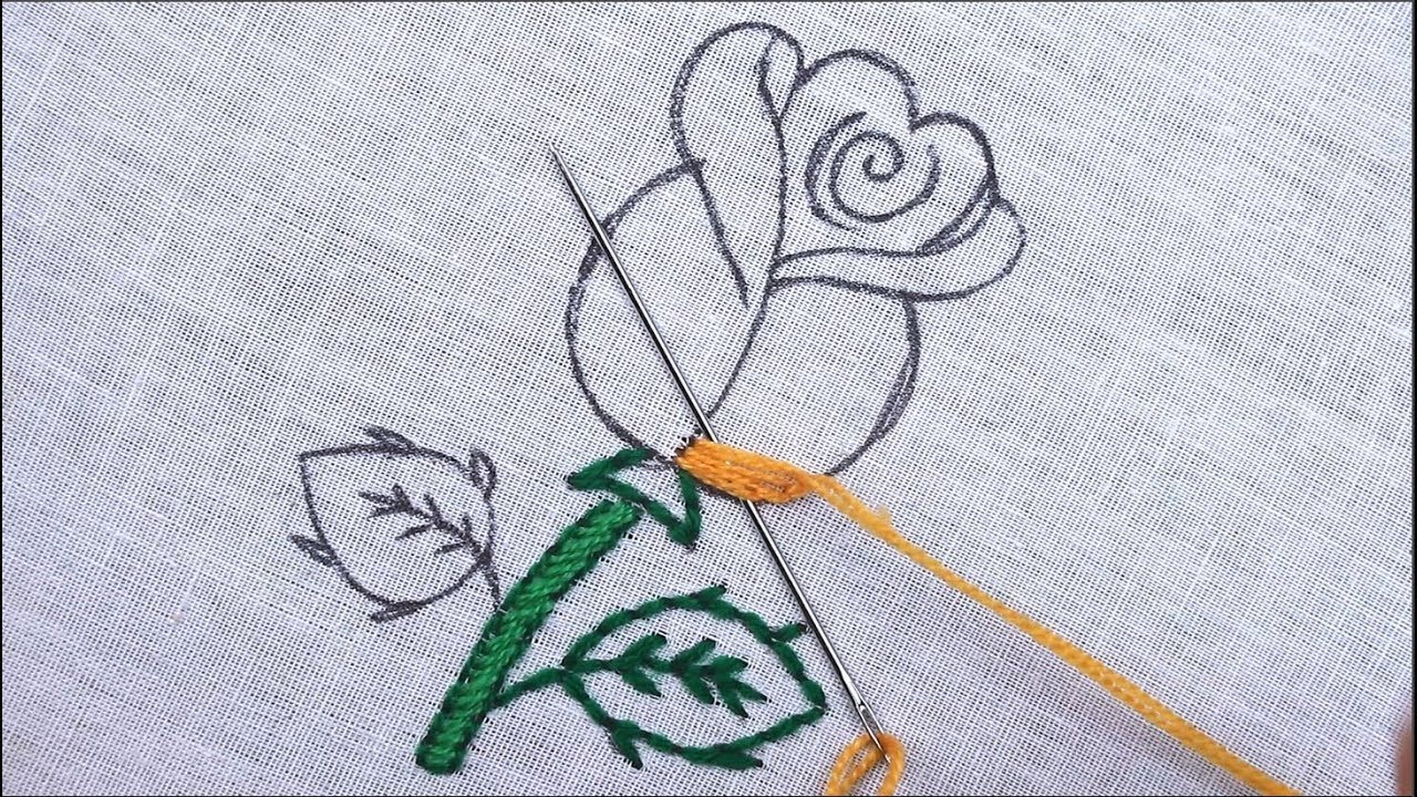 easy rose embroidery with very simple stitch flower embroidery new