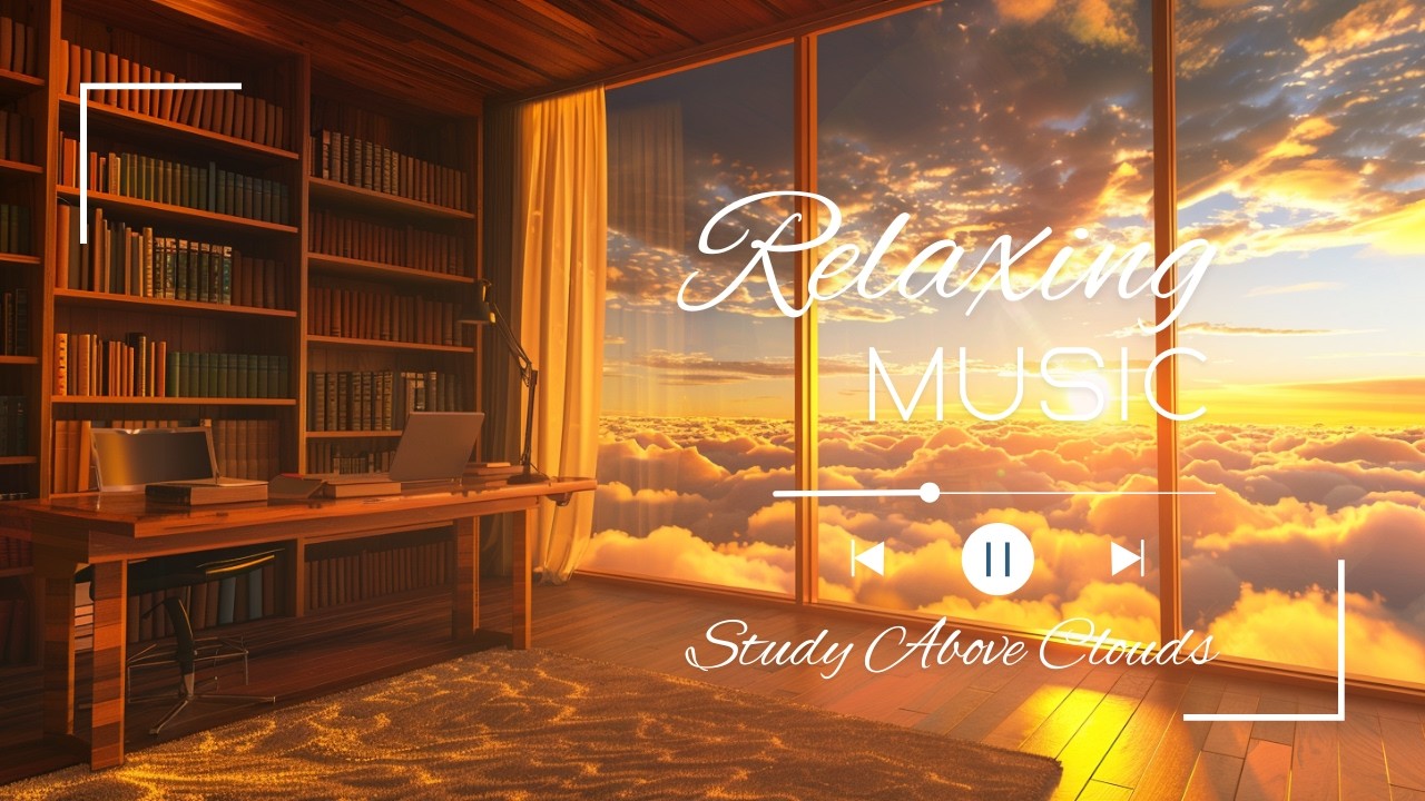 【4K】雲の上の書斎で過ごす100分｜心が落ち着く作業用BGM｜勉強・読書・仕事に