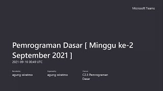 Pemrograman Dasar - Tipe Data, Variabel, dll