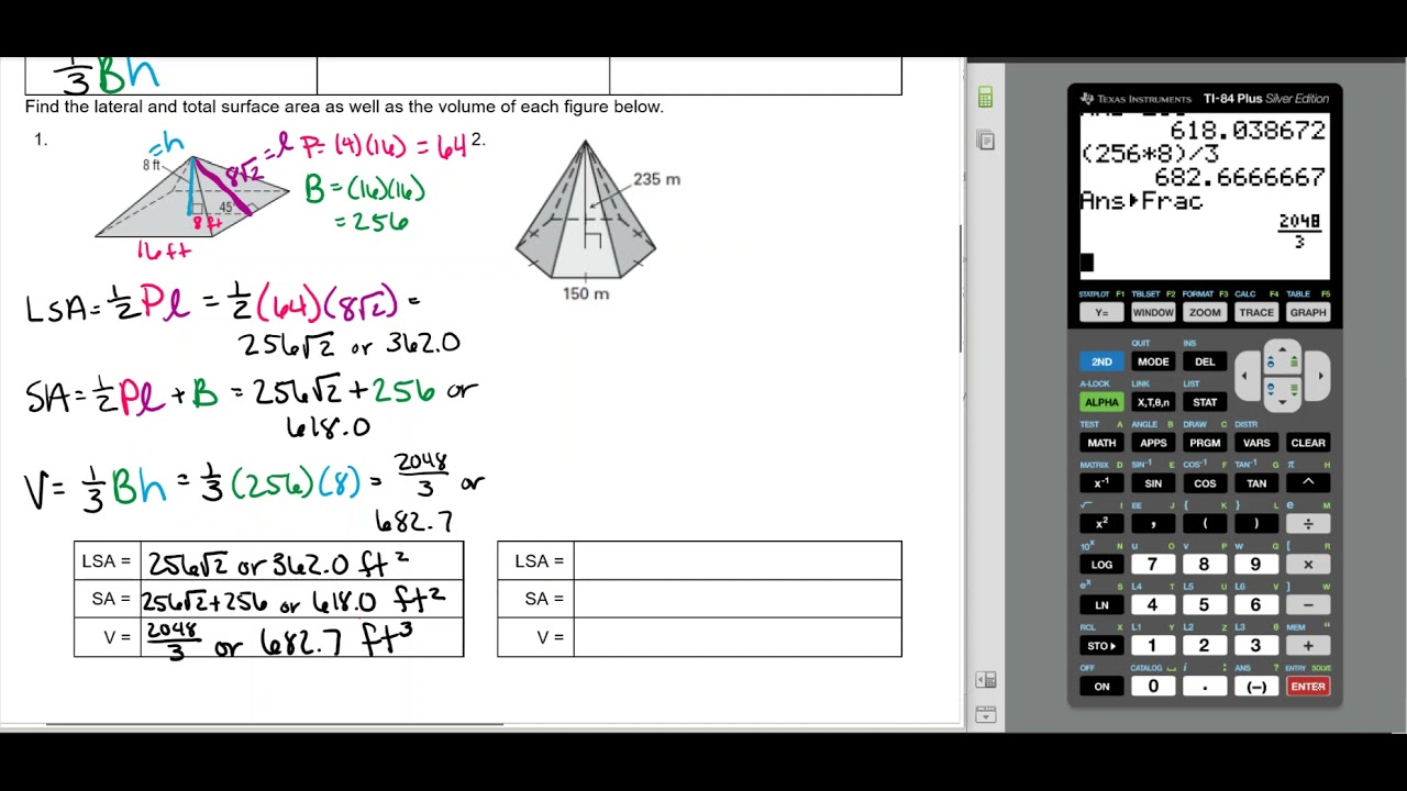 ADV SA & V - Surface Areas and Volumes of Pyramids and Cones - YouTube