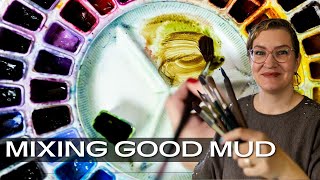 Color mixing neutrals in watercolor: Getting Good Mud