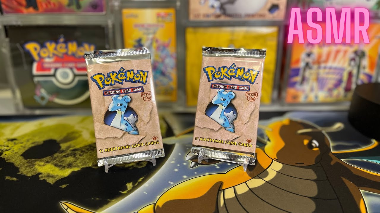 ASMR Sounds - Opening 1st edition sealed Pokemon Fossil Packs - Will they be heavy packs with holo?