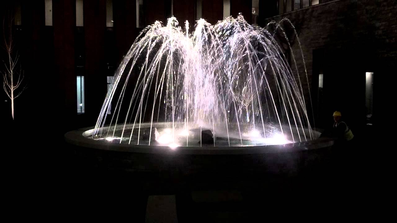 OWENSBORO HOSPITAL SPRAY RING FOUNTAIN AT NIGHT BY FLAIR FOUNTAINS