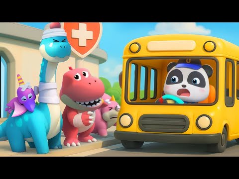 The Wheels on the Bus (Dinosaur Version) | Dino Bus Song | Nursery Rhymes & Kids Songs | BabyBus