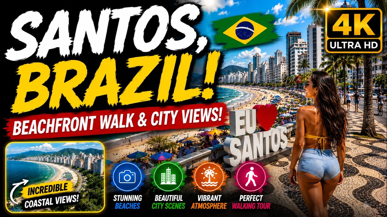 Santos Brazil Walking Tour — Beachfront, City Views and Coastal Scenery