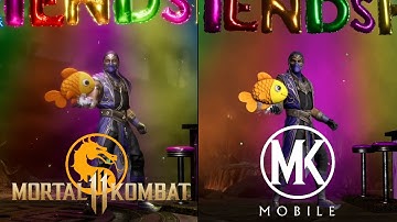 [UPDATED] MK 11 vs MK Mobile - RAIN all moves & Friendship, Fatal Blow, Brutality comparison.