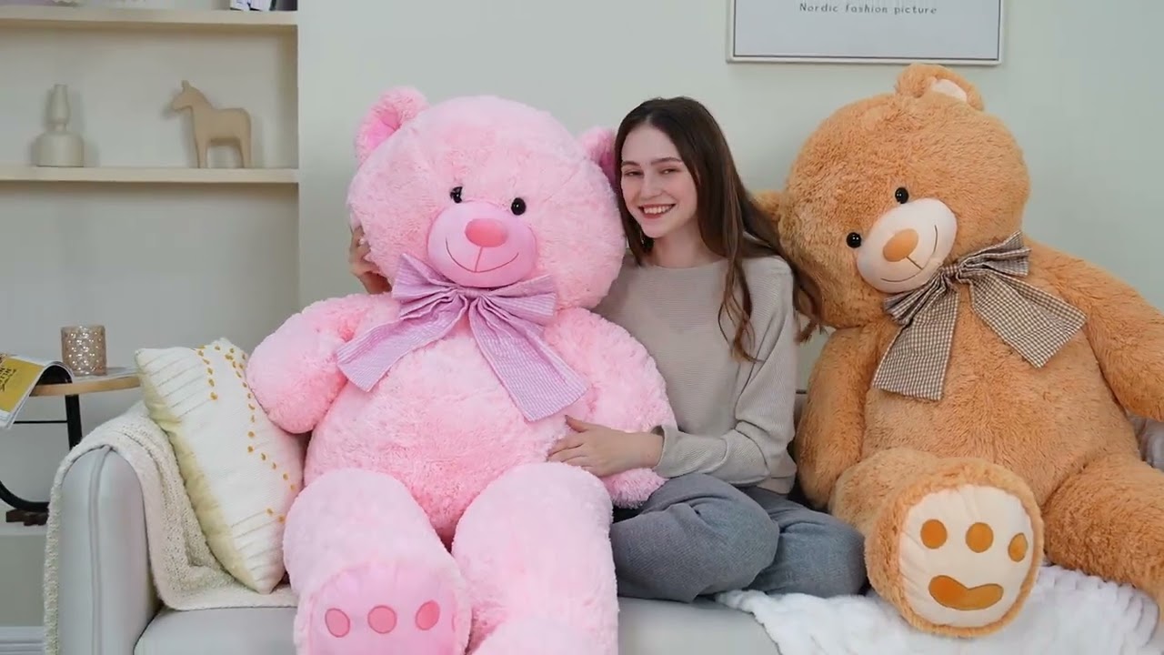 Cutest Giant Teddy Bear Ever?!🧸💖Brown & Pink Snuggle Buddy from MorisMos! 