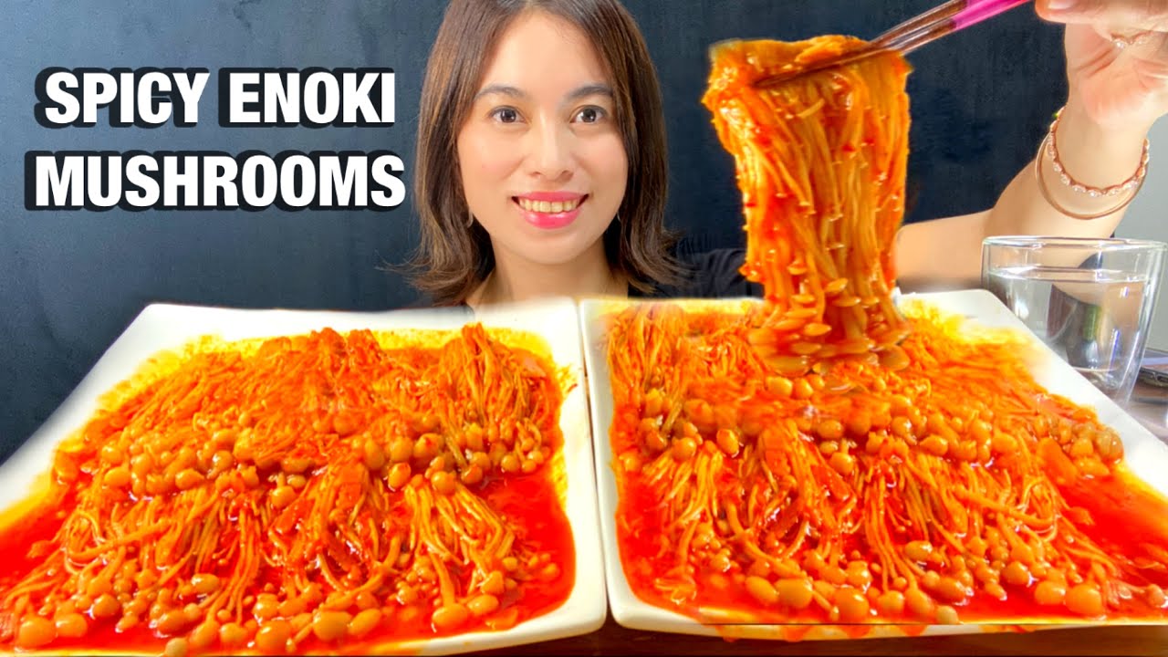 SPICY ENOKI MUSHROOMS MUKBANG & RECIPE 辛い เผ็ด 매운 YouTube