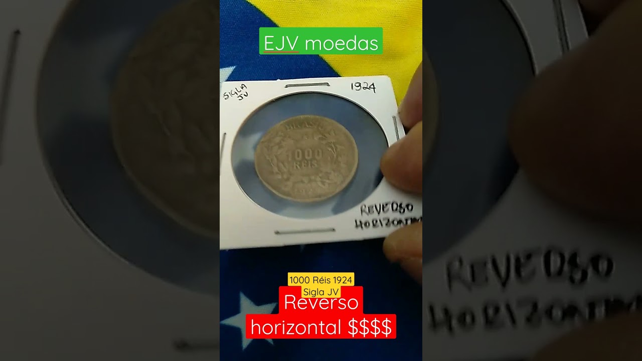 VENDO moeda 1000 réis 1924 reverso horizontal/ faça sua oferta!!! EJV moedas