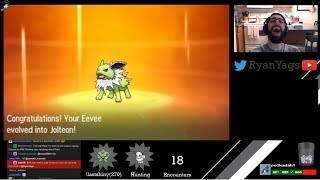 Shiny Eevee via SOS evolves into Jolteon in Pokemon Sun and Moon