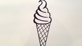 ice cream cone drawing icecream draw drawings paintingvalley