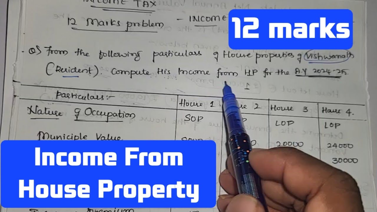 Income from house property | 12MARKS problem| Income Tax 1