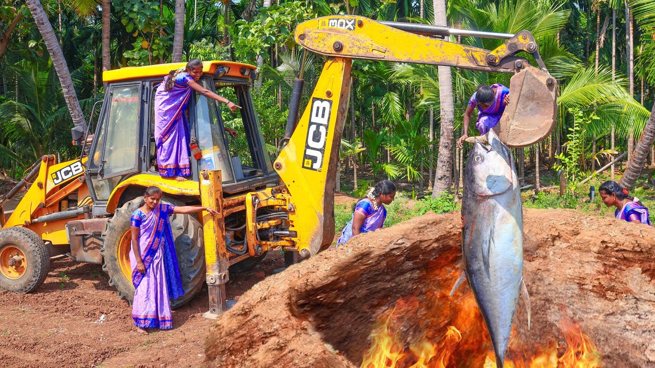 Roasted A Full 40Kg Tuna Fish | Can't Do Without An Excavator | Underground Cooking