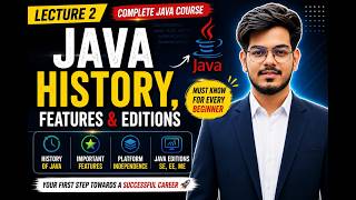Java History, Features & Editions | Complete Java Course for Beginners in Hindi | Lecture 2