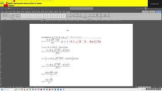 Quadratic Formulas with UEB Math or Nemeth and/or display with JAWS audio & Mathcat