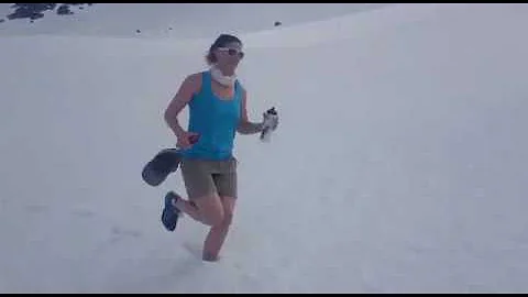 Sarah Hannibal trail running in snow in Galtur, Au...