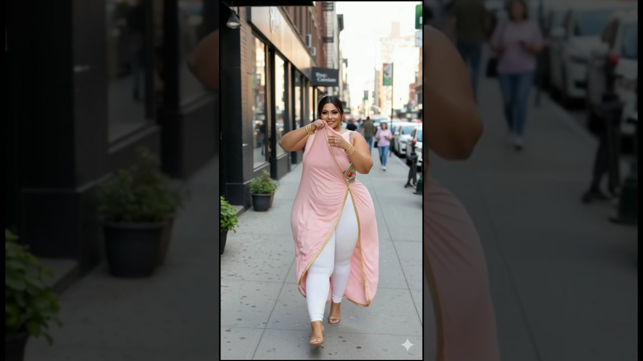 Confident Street Style | Plus Size Fashion Walk in Pink Elegance 🌸💃 