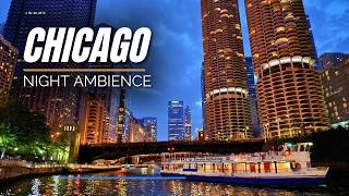 Chicago Riverwalk Ambience 2 Hours | Blue Hour 4K | Relaxing Chicago Scenes