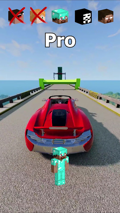 NOOB vs Girl vs PRO vs HACKER vs HEROBRINE Car Jump Challenge!  😂 🚗 #beamngdrive